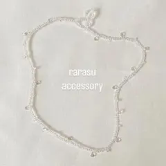 金属不使用　ハンドメイド 薄ピンク×透明ビーズ ネックレス