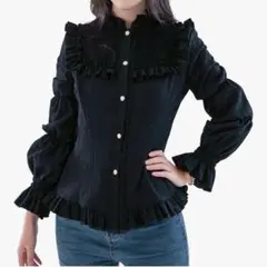 レース ハイネック ブラウス ゴスロリ ボリューム スリーブ レース ブラウス