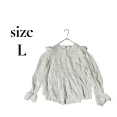 海外古着☆ZARA ホワイト 長袖ブラウス L