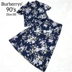 希少✨90's 白タグ Burberrys 花柄セットアップ シャツ スカート