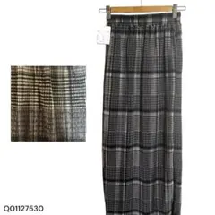 ★新品未使用★チェック柄 ロングスカート 伸縮性あり ウエストゴム