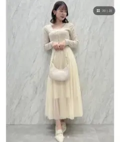 【新品】dazzlin ミニカーデチュールドッキングワンピース ベージュ S