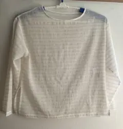 ストライプ 長袖シアーシャツ レーヨン100%