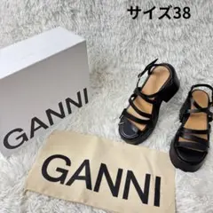 【箱・袋付】ガニーGANNI サンダル レザー ブラック 38 25cmのサムネイル