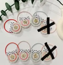 No.18 2個セット！パール刺繍ヘアゴム