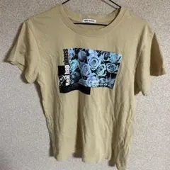 SHINY RIPPLE ローズプリント 半袖Tシャツ ベージュ