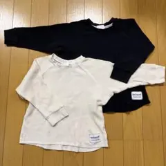 BREEZE ワッフルカットソー　白黒2枚セット　100