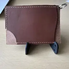 ハンドメイド 本革 パスケース ブラウン