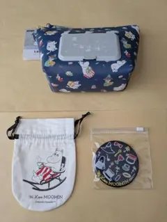 Moomin Seepo ウェットシートケース付ポーチと 巾着付きミラーのセットのサムネイル