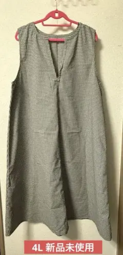 チェック柄 ノースリーブワンピース 4L