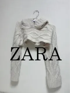 【SALE】ZARA フードクロップドニットトップス　マフラー　アウター