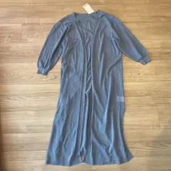 【未使用新品】シアーロングカーディガン　オープンカーディガン　ライトブルー