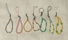 ビーズストラップ 6個+キーホルダー1個のセット手芸材料やプレゼントに