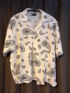 ★ 【Subciety】ペイズリー柄 シャツ Lサイズ 白黒 総柄 開襟★