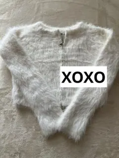 XOXO ホワイトファーカーディガン