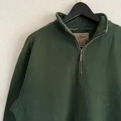 L.L.Bean ハーフジップ スウェット グリーン 無地 E14