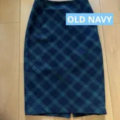 OLD NAVY ネイビー×グリーン チェック タイトスカート 0