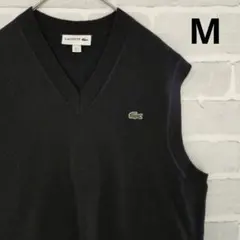 【美品】LACOSTE ワンポイント刺繍ニットベスト ブラック Мサイズ