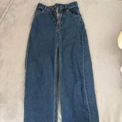 濃い青 ワイドレッグデニム 4ポケット