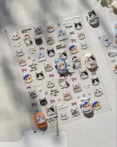 猫のイラスト ネイルシール　手書き風ネコちゃん