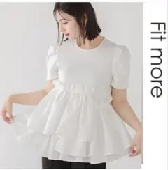 フィットモア　Fit more アシメペプラムジャガードトップス　チュニック