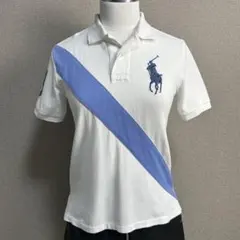 現行タグ ポロ ラルフローレン ポロシャツ ビッグポニー 白 水色 小さめ