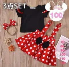ミニー コスプレ ３点セット 女の子 子供服 半袖 スカート 100サイズ