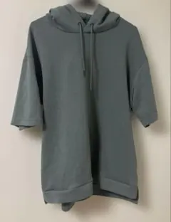 GUフード付き ミントグリーン半袖パーカー L