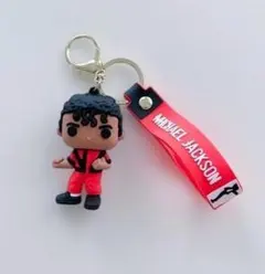 マイケル・ジャクソン　フィギュアマスコット　キーホルダー　赤　スリラーのサムネイル