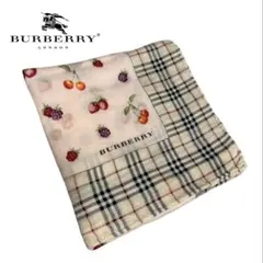 Burberry 大判ハンカチフルーツ柄 縁チェック 希少