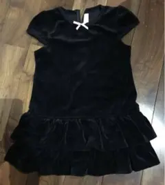 黒色　ベロア　ワンピース 130cm ベルベット　冠婚葬祭にも