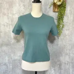 【SYBILLA】シビラ カシミヤ100% セーター ニット 半袖 青緑 L