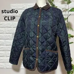 studio CLIP キルティング ジ ャケット チェック ネイビー 美品 ◎