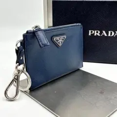 美品 プラダ サフィアーノ コインケース キーリング 小銭入れ 三角ロゴ 白タグ