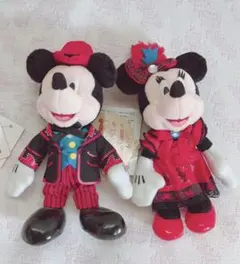 【傷みあり】ミッキー•ミニーぬいぐるみバッジ｜ミキカン赤