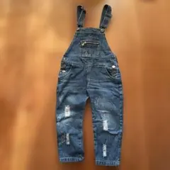 デニムブルー オーバーオール ダメージ加工