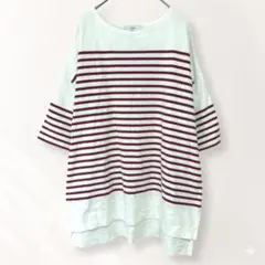 ディスコート ボーダー 半袖Tシャツ オーバーサイズ 綿100％ F《e36のサムネイル