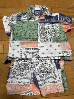 BREEZE パッチワークシャツ・ショーツセット 80