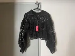 madame etsuko レースブラウス ブラック ボリュームスリーブ