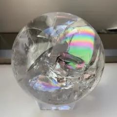 【アイリス スフィア】非加熱 虹入り 9cm 台座付き スフィア レインボークォーツ 水晶 虹色 台座付き - メルカリ