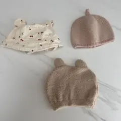 ベビー帽子 3点セット 耳付きデザイン 西松屋