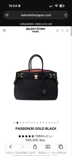 【美品・2WAY】SELENT ETHER　ハンドバッグ　PASSION 30