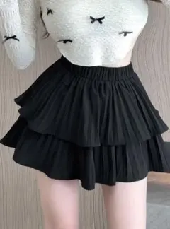 SHEIN DAZY レディース 無地 ダブルレイヤー プリーツスカート