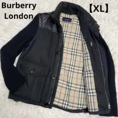 バーバリーロンドン ダウンジャケット切り替え ニット ブルゾン　ブラックXL