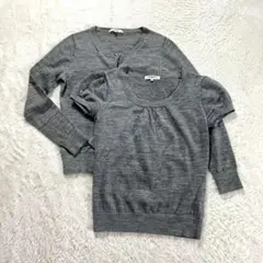 ☆【ナチュラルビューティーベーシック】S グレー系 アンサンブル ウール 春秋
