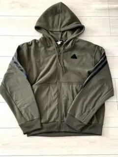 adidas アディダス フリース パーカー カーキ Lサイズ