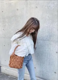 【MOUSSY】マクラメ　ハンドバッグ　キャメルはのサムネイル