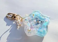 『お値下げ中』レジンダブル星☆シェイカーブルー　グラデーション雪　冬　オイル入り