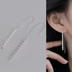 태슬 체인 처짐 롱 피어싱 실버 서지컬 스테인레스