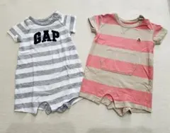 〈２枚〉 GAP ボーダー ロンパース 70cm